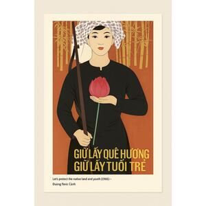 Poster Vietnam Propaganda 1966 Đường Ngọc Cảnh “Protect Native Land & Youth”